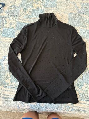 Rachel Zoe Black Turtleneck Top with Stud Detailing
